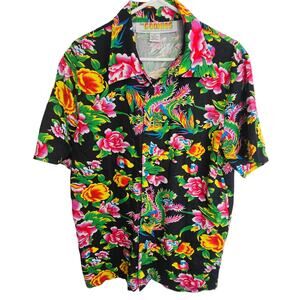Vintage The Goonies Mens Floral Chunk Character Shirt 80s Tropical Sz M Hawaiian